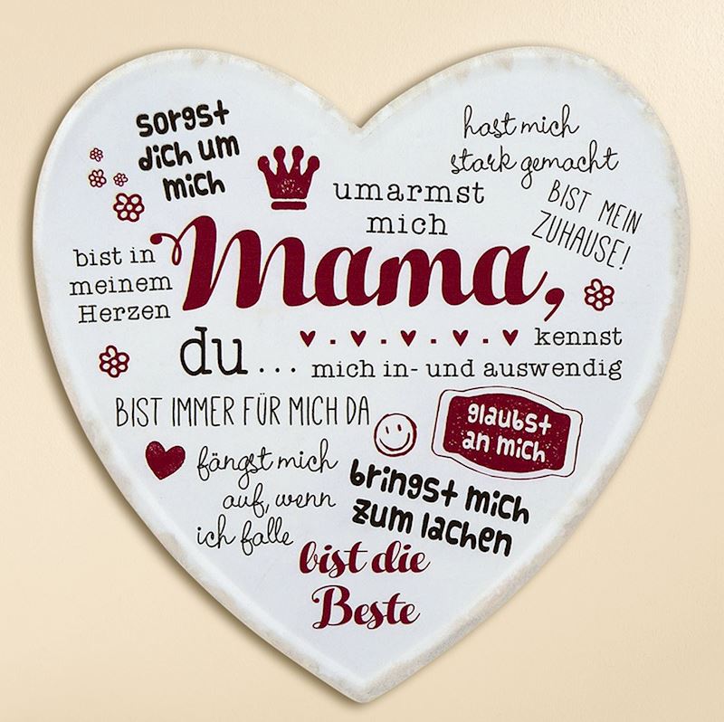 Schild Herz Mama Sprüche aus Metall 25x26 cm