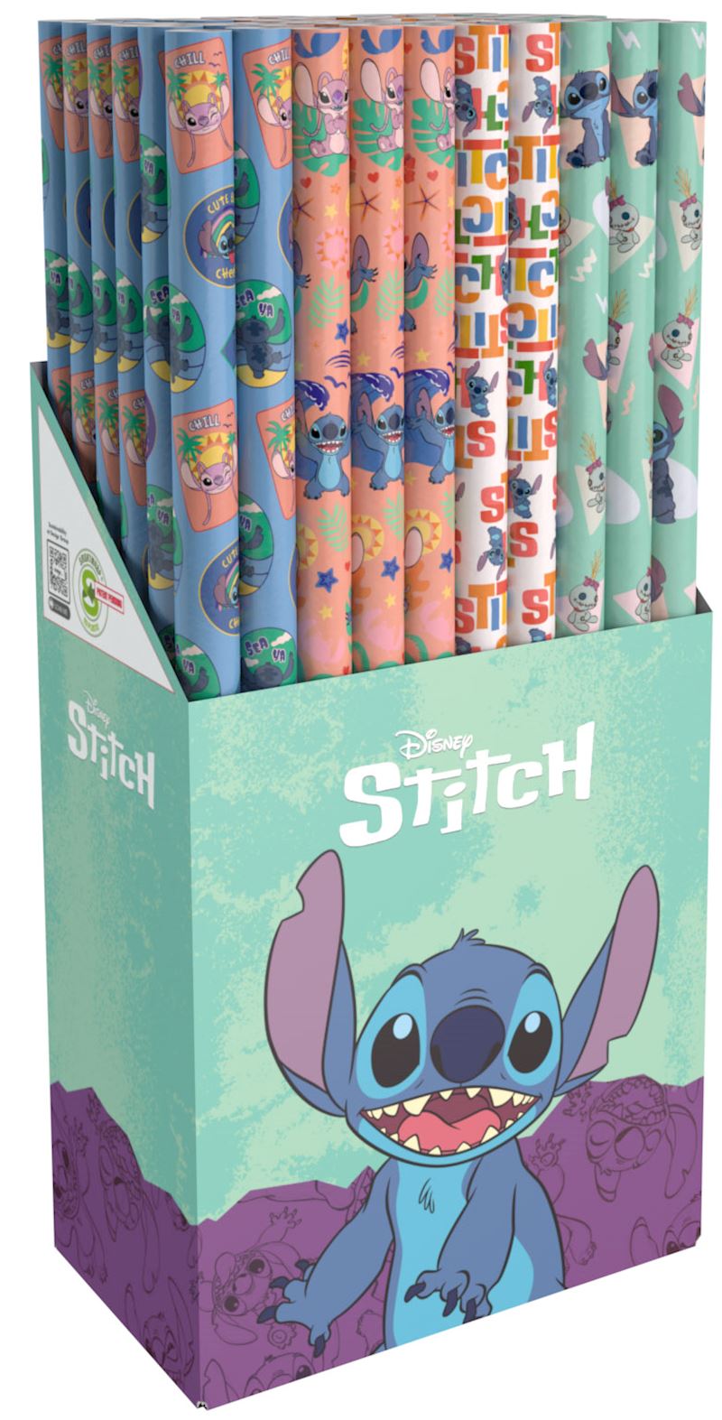 Papier cadeau Stitch 70x200 cm 4 ass.