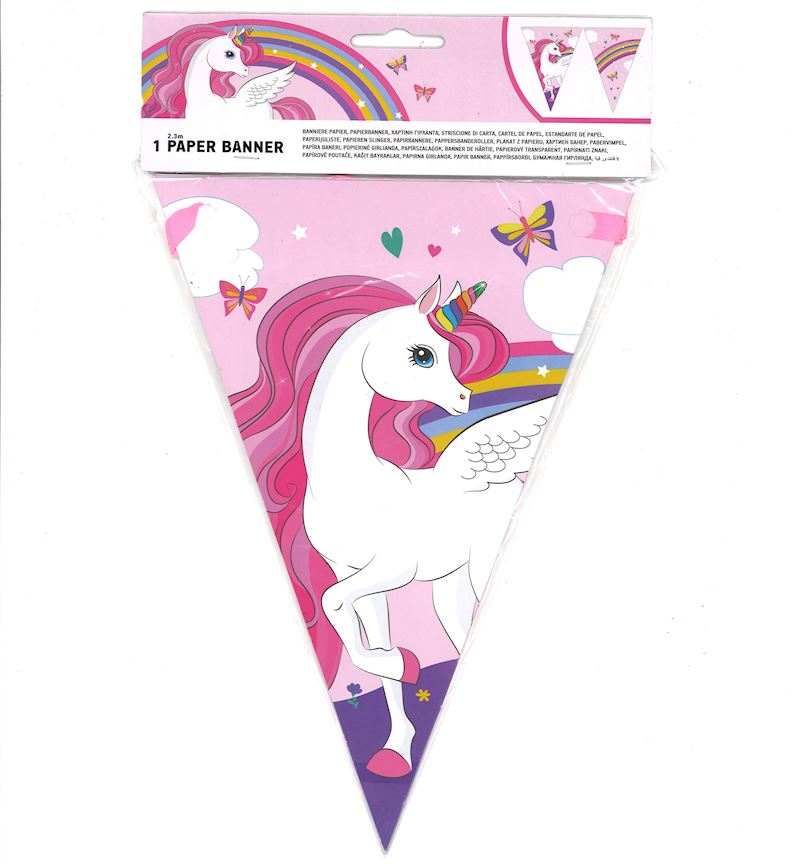 Chaîne de fanions Unicorn 2.3m 9 fanions