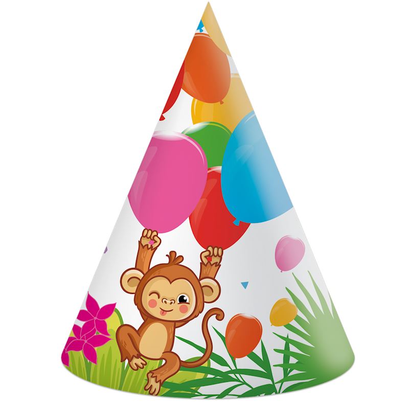 Chapeaux de fête Jungle Balloons, 6 pcs