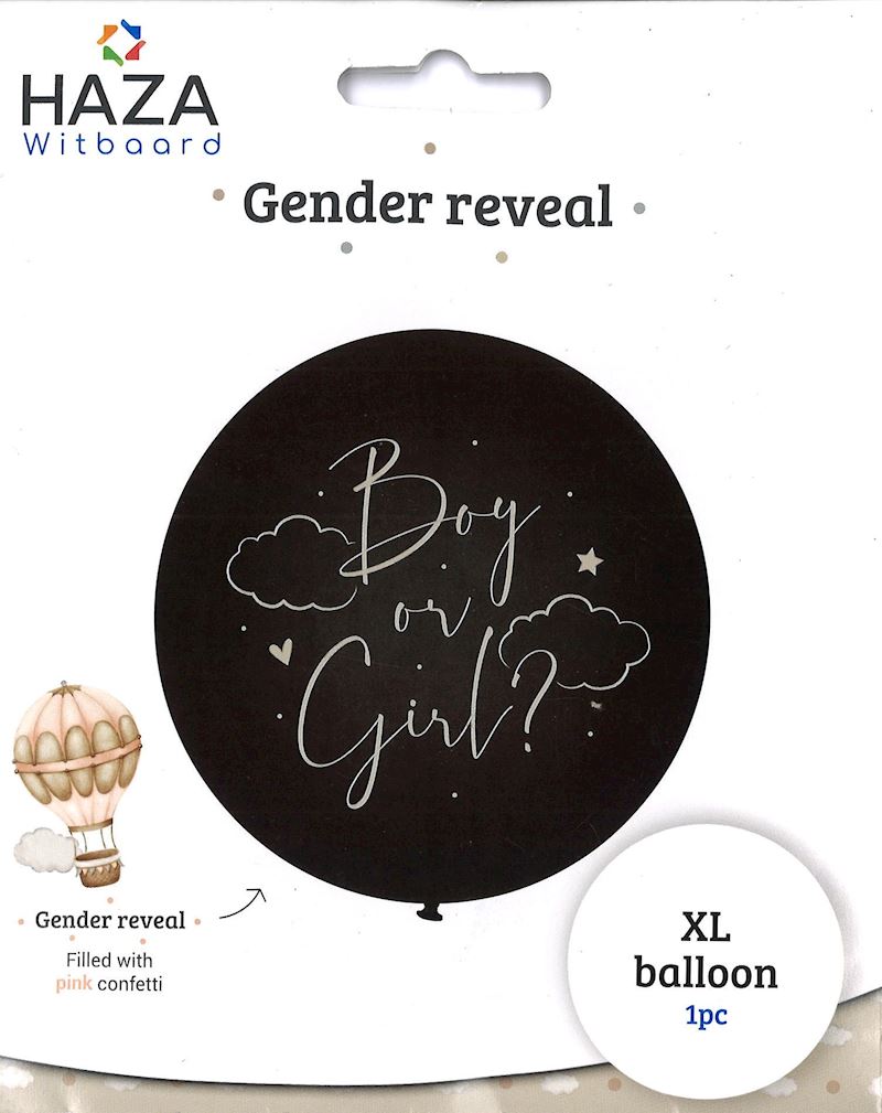 Boy or Girl Gender Ballon avec confettis rosé, 61 cm