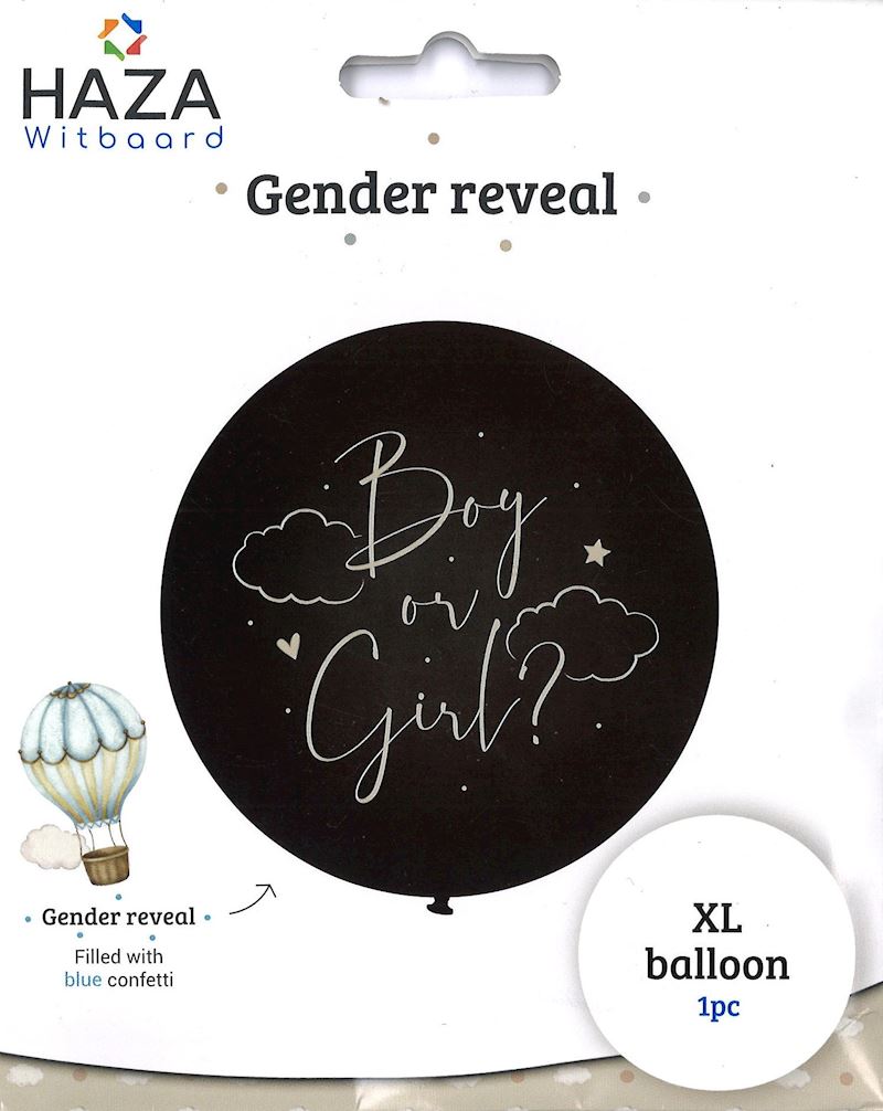 Boy or Girl Gender Ballon avec confettis bleus, 61 cm
