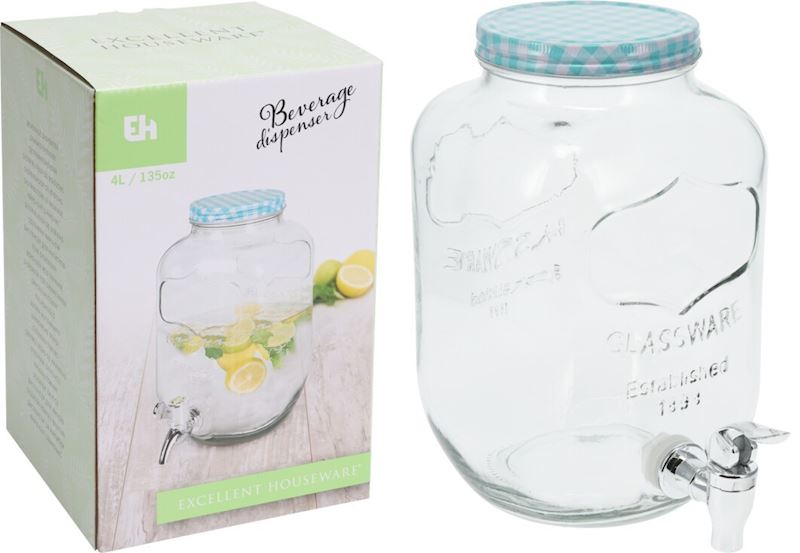 Distributeur de boisson 4 litres, 4 ass.