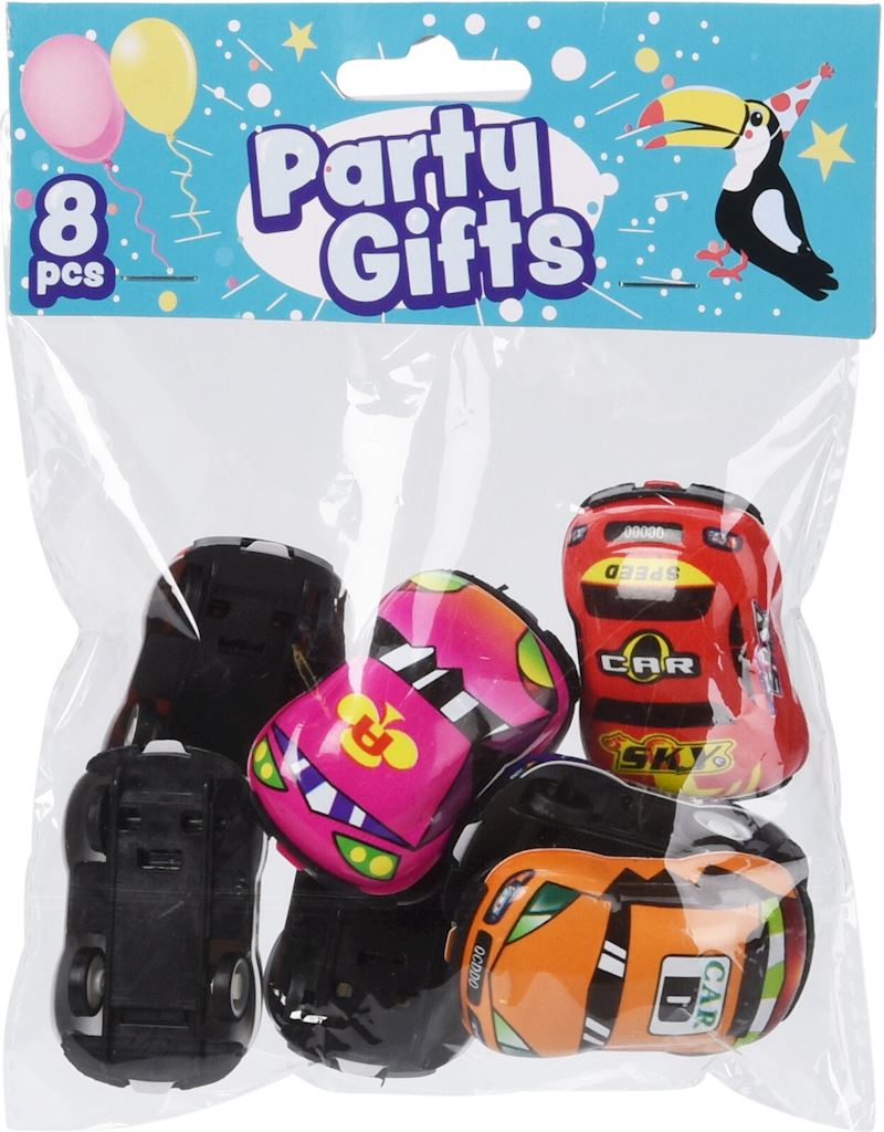 Party sac avec 8 mini voitures couleurs ass.