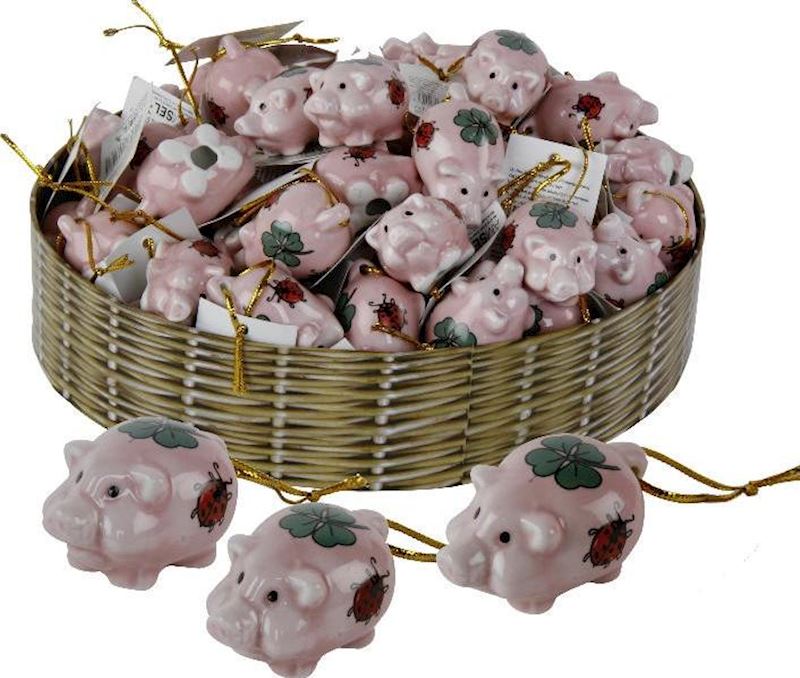 Mini Glücksschweinchen aus Porzellan, rosa, 4x3x2,5cm