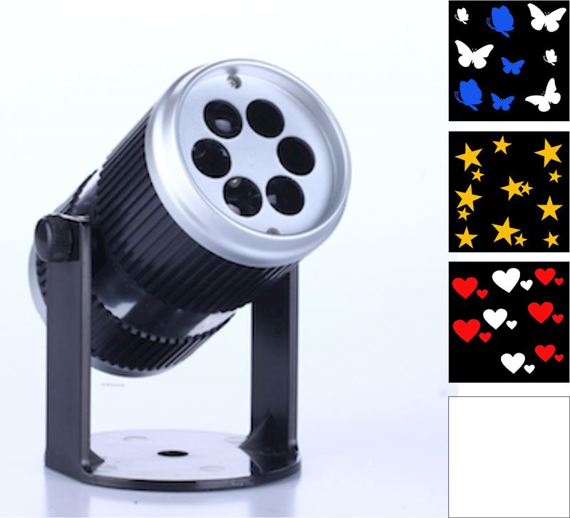 LED Projektor 4 Motive sort. Kunststoff Metall schwarz