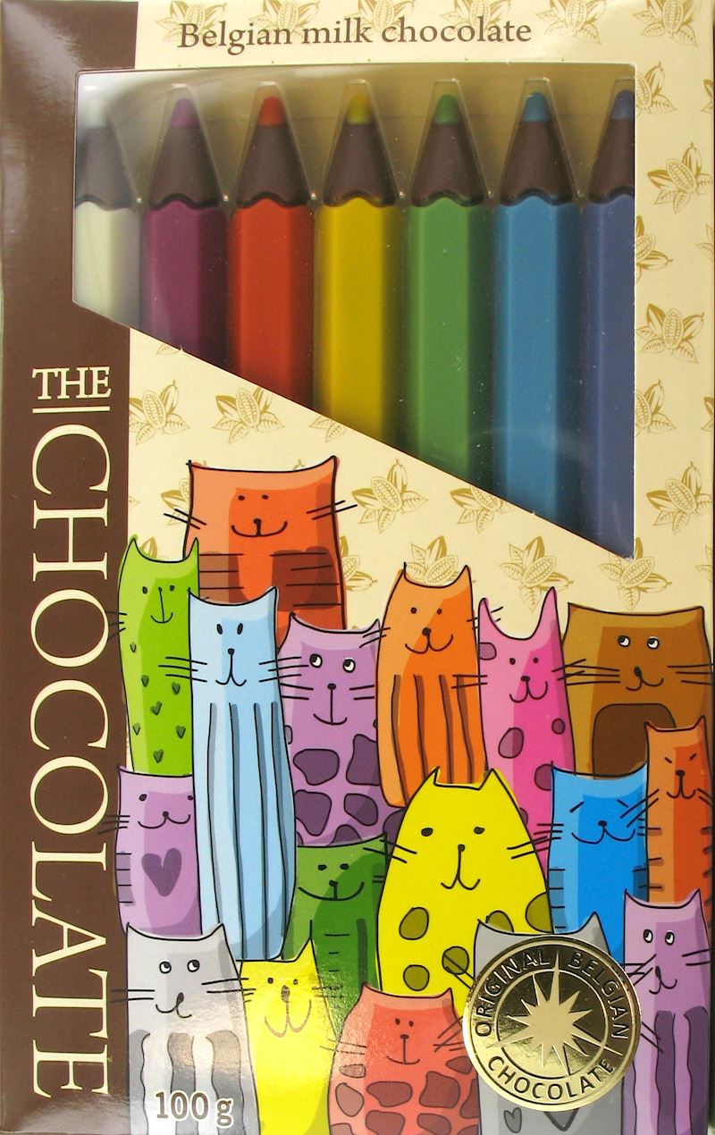 Crayons de couleur en chocolat belge, 100 g