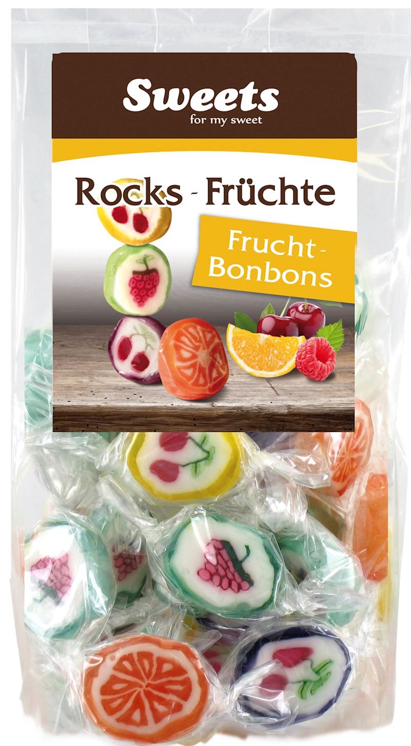 Rocks Fruit Candies en sachet, 125gr