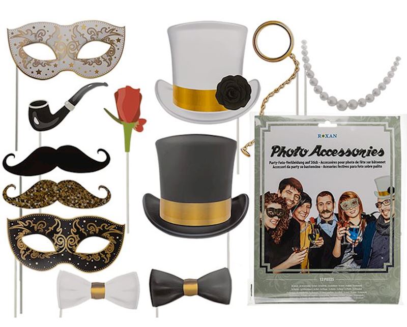 Accessoires pour photo de fête sur batônnet, 12 pcs. Glamour
