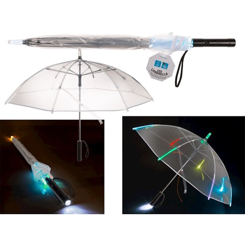 LED Regenschirm 98 cm DM mit Taschenlampe, 2 Leuchtmodi