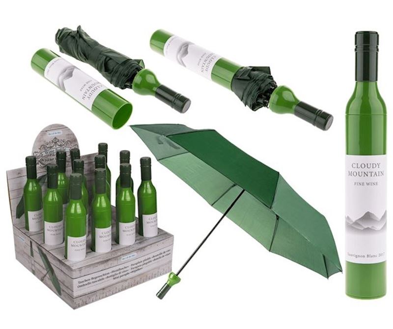 Parapluie pliable bouteille de vin blanc