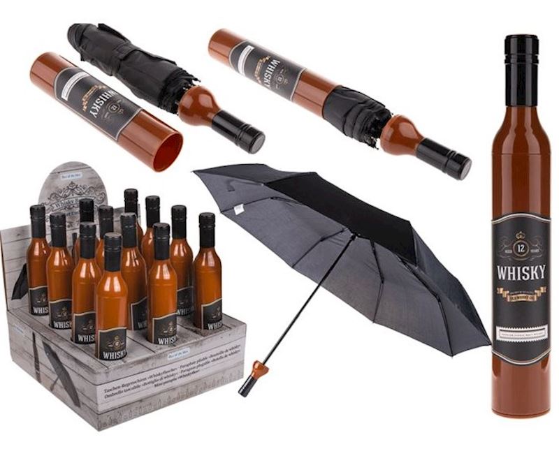 Parapluie pliable bouteille de whisky