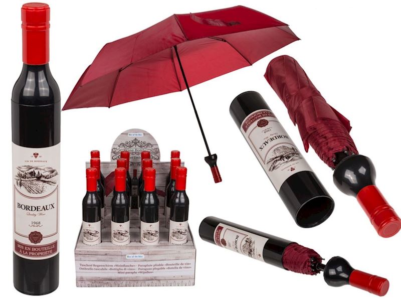 Parapluie pliable bouteille de vin