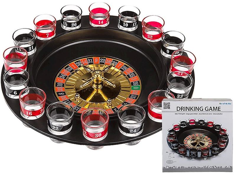 Trinkspiel Roulette mit 16 Gläsern und 2 Kugeln, 30cm DM