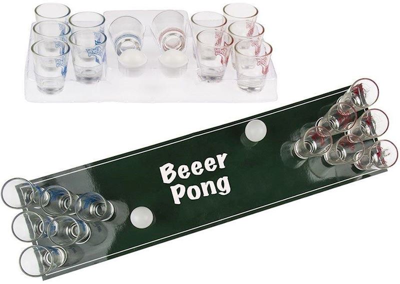 Trinkspiel Shots Pong mit 2 Bällen & 12 Shootergläser