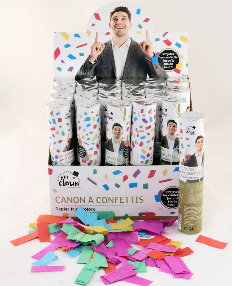 Party Popper 20cm gefüllt mit farbigen Papier-Konfettis