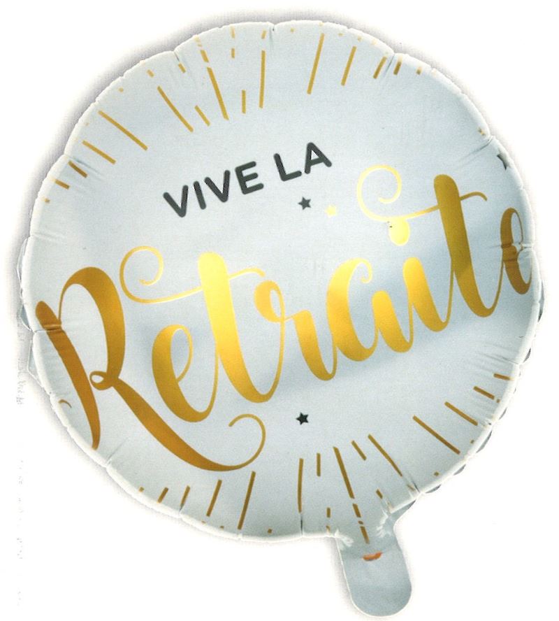 Silberfolienballon rund Vive la retraite D: 45 cm