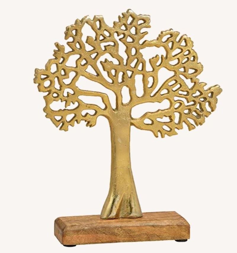 Deko Baum aus Metall auf Mangoholz Sockel 22x27x5cm